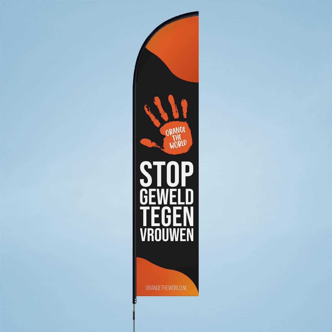 Orange the World Beach Flag M - schwarz