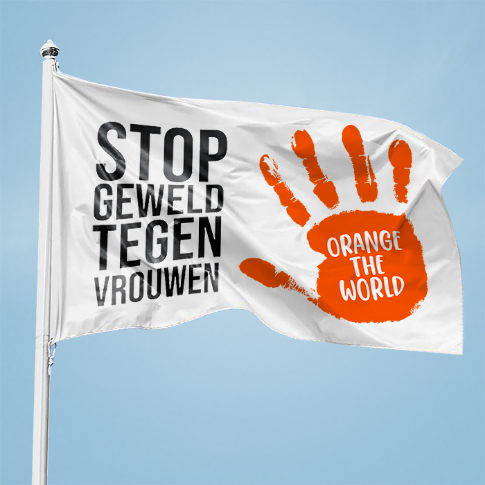 Orange die Weltflagge – weiß